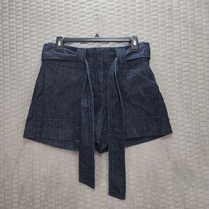 Ann Taylor Dark Wash Jean Shorts with Tie Belt-Relaxed Fit-Mid Rise-NWT